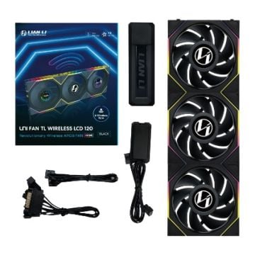 Lian Li UNI FAN TL Wireless, met LCD, Zwart, 3 stuks, 120mm